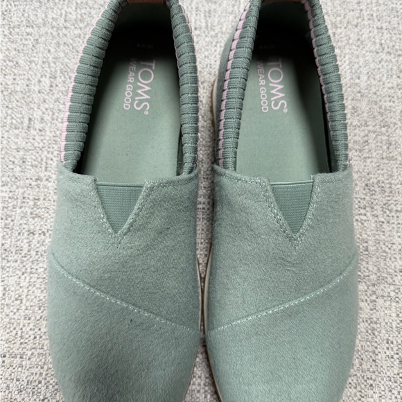 Toms Women's Sage Green Slip-On Sneakers - Picture 3 of 6